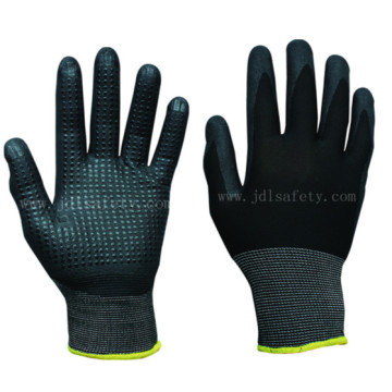 Polyester, gestrickte Handschuhe mit Schaum-Nitril, verstreut auf der Handfläche (N1560) arbeiten